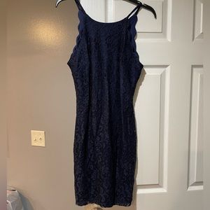 Navy blue halter top dress